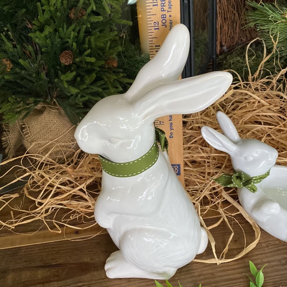 Pottery Barn Whimsical White Glazed Stoneware Bunny Figure and Bunny Bowl 🐇 - Picture 9 of 17